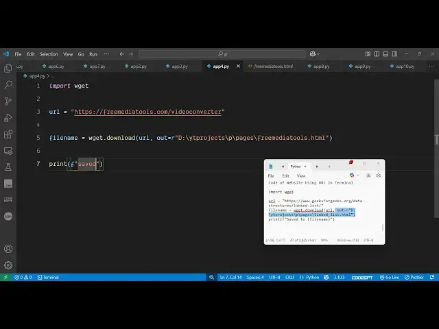 'Video thumbnail for Python 3 wget Library Script to Download HTML Source Code of Website Using URL in Terminal'
