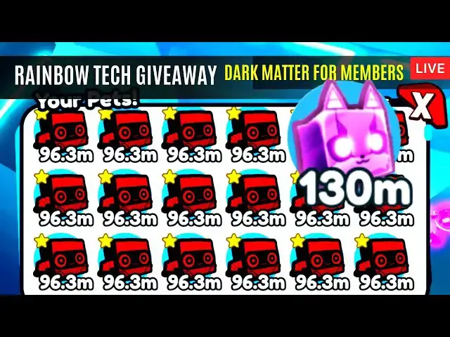 'Video thumbnail for 🔴RAINBOW TECH Pets Giveaway | PET Simulator X ROBLOX Owlzo LIVE'