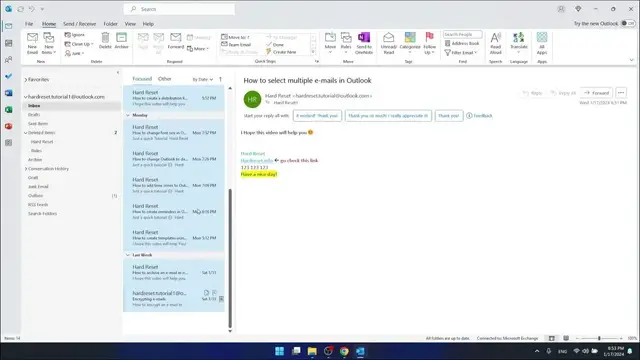 'Video thumbnail for How to Select Multiple Emails in Outlook'