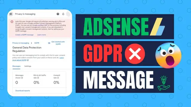 'Video thumbnail for How to create GDPR Message in google Adsense | Error Solution'
