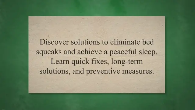 'Video thumbnail for How to Stop Beds from Squeaking and Sleep Soundly?'