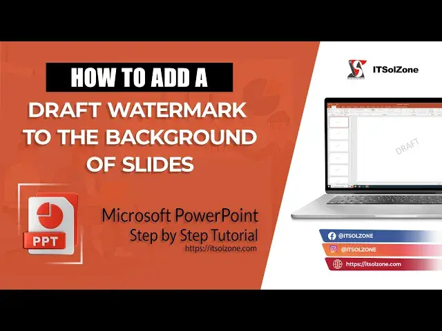 'Video thumbnail for How to Add a DRAFT Watermark to Background in PowerPoint Slide | Step By Step | Tutorial | ITSolZone'