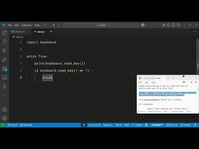 'Video thumbnail for Python 3 Pynput Library Script to Detect Which Keyboard Key is Pressed and Display Info in Terminal'