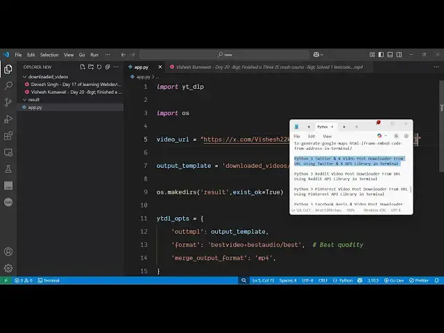 'Video thumbnail for Python 3 Twitter & X Video Post Downloader From URL Using Twitter & X API Library in Terminal'