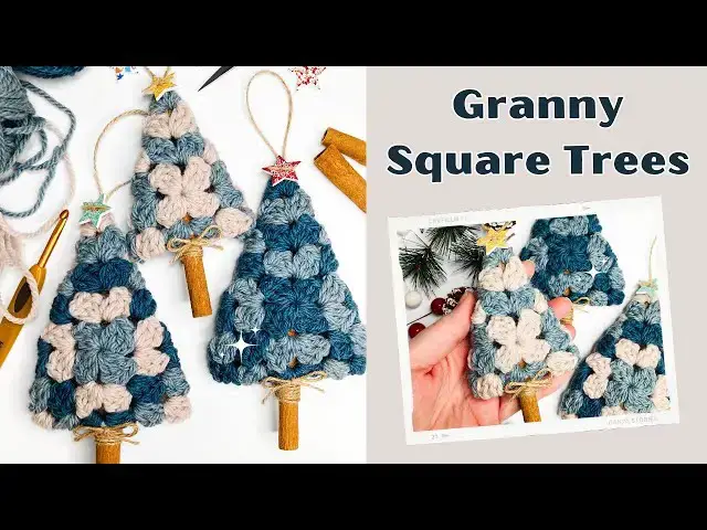 'Video thumbnail for How to Make Granny Square Trees - Cute Christmas Decorations'