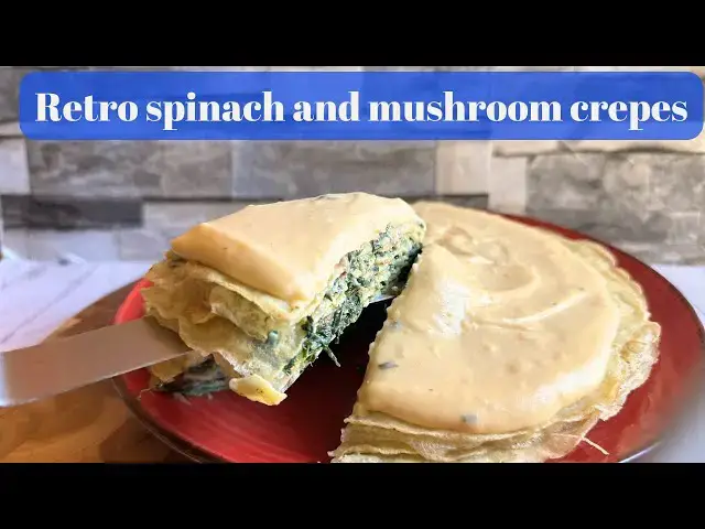 'Video thumbnail for Spinach and mushroom crepe retro recipe'