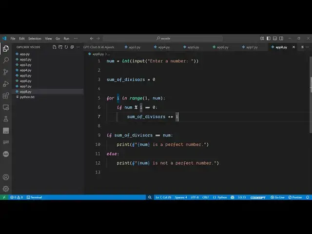'Video thumbnail for How to Check Whether a Number is Perfect Number or Not in Python – GATE, Interview & Placement'