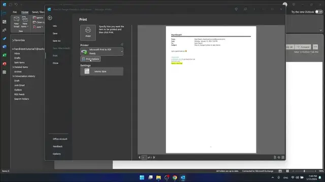 'Video thumbnail for How to Print Emails from Outlook'