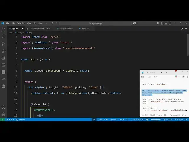'Video thumbnail for Build a React Scroll Locked Modal Window With react-remove-scroll to Prevent Background Scrolling'