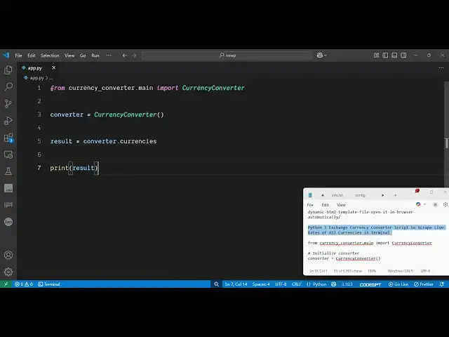 'Video thumbnail for Python 3 Exchange Currency Converter Script to Scrape Live Rates of All Currencies in Terminal'