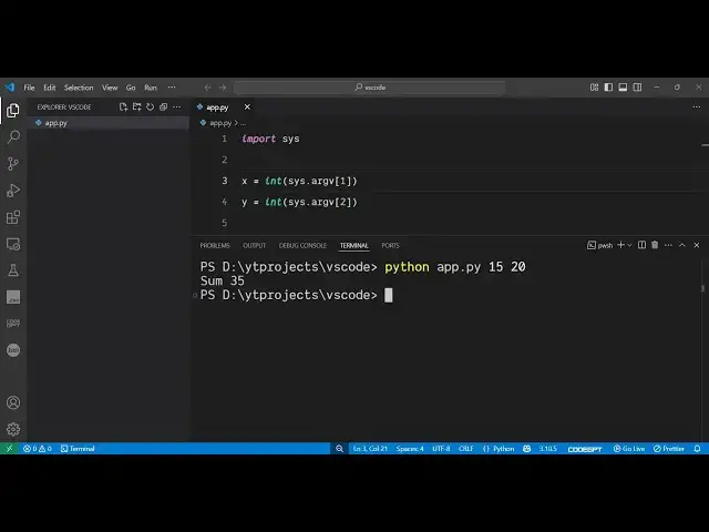 'Video thumbnail for Python 3 Program to Add Two Numbers Using Command Line Arguments in Terminal Tutorial For Beginners'