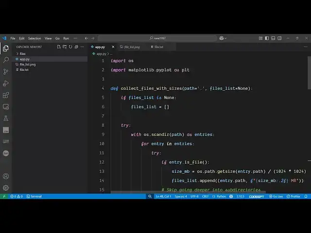 'Video thumbnail for Python Matplotlib Script to List All Files with Size and Take Screenshot & Save as PNG Image Report'
