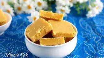 'Video thumbnail for Mysore pak recipe - Only 3 ingredients 20 minutes Soft Mysore pak recipe'