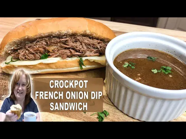 'Video thumbnail for CROCKPOT FRENCH ONION DIP SANDWICH | An Easy Slow Cooked Flavored Roast, Perfect for Sandwiches'