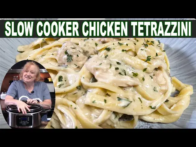 'Video thumbnail for SLOW COOKER CREAMY CHICKEN TETRAZZINI Pasta Dish'