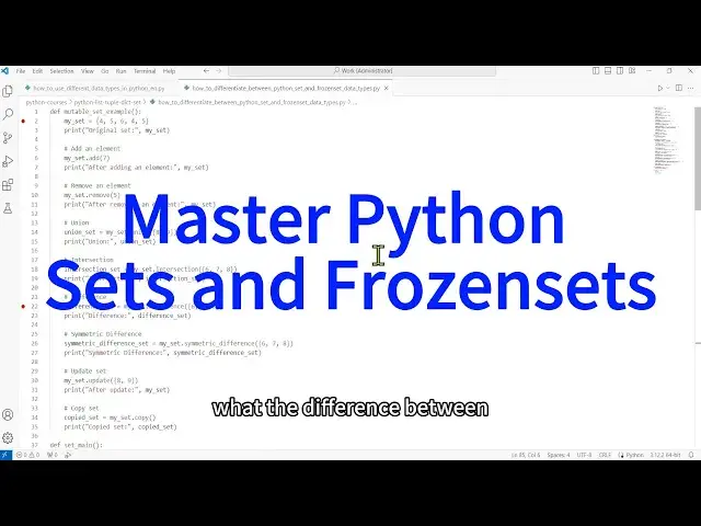 'Video thumbnail for How to Differentiate Between Python Set and Frozenset with Examples'