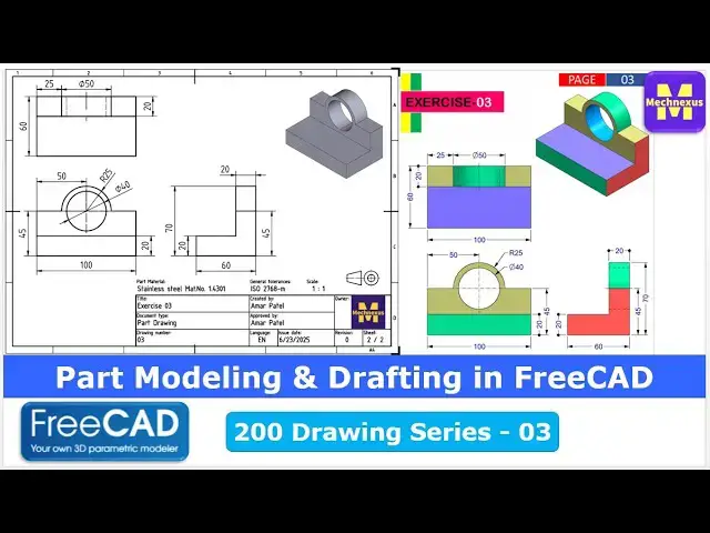 'Video thumbnail for Part Modeling & Drafting in FreeCAD 200-03 | FreeCAD Tutorial | 3D Modeling | | Mechnexus |'