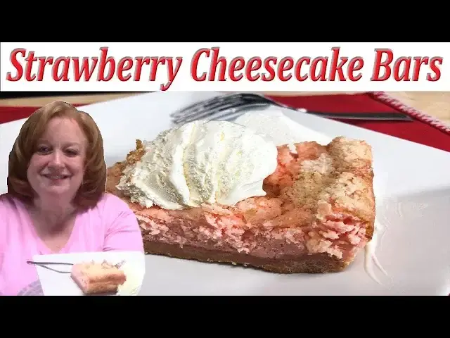 'Video thumbnail for STRAWBERRY CHEESECAKE BARS RECIPE | 5 INGREDIENTS | BAKE WITH ME'