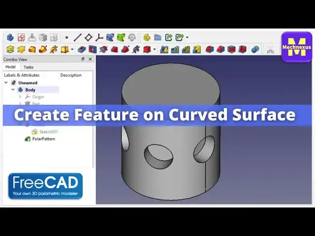 'Video thumbnail for Create Feature on Curved Face in FreeCAD | FreeCAD Tutorial | Mechnexus |'