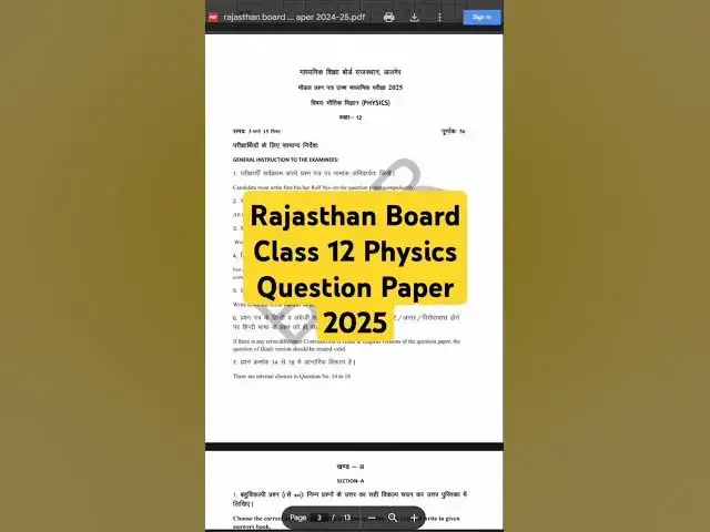 'Video thumbnail for RBSE 12th Physics Question Paper 2025 #rbseboard #rbseclass12 #rbse #rbse2025'