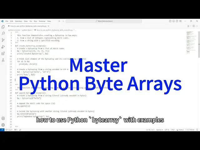 'Video thumbnail for How to Master Python Byte Arrays: Creation, Manipulation, and Beyond'