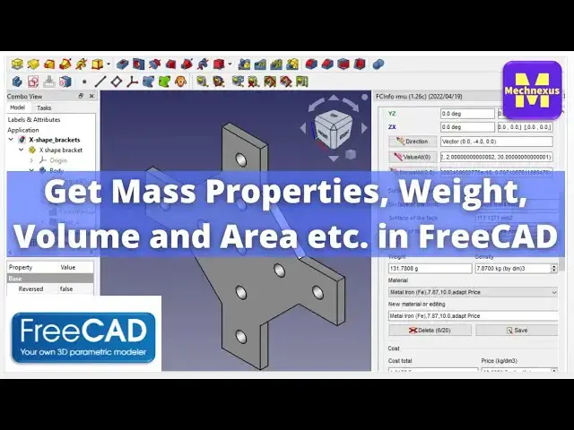 'Video thumbnail for Get Mass Properties, Weight, Volume and Area etc. in FreeCAD | FreeCAD Tutorial |'
