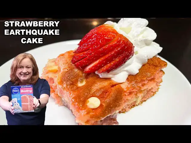 'Video thumbnail for STRAWBERRY EARTHQUAKE CAKE Using Box Cake Mix'