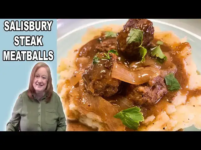 'Video thumbnail for SALISBURY STEAK MEATBALLS with Beefy Onion Gravy'