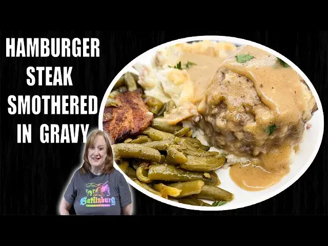 'Video thumbnail for HAMBURGER STEAKS SMOTHERED WITH BROWN GRAVY Recipe | SUNDAY DINNER CLASSIC MEAL'
