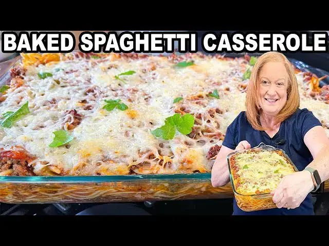 'Video thumbnail for BAKED SPAGHETTI CASSEROLE Italian Dish with Ground Beef Bolognese Sauce'