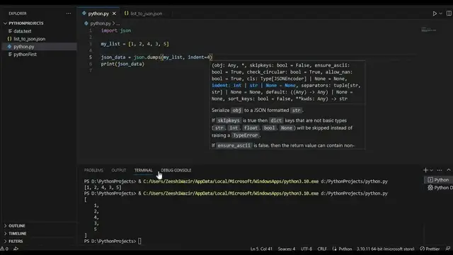 'Video thumbnail for How to convert Python List to JSON - Easy Python Tutorial'