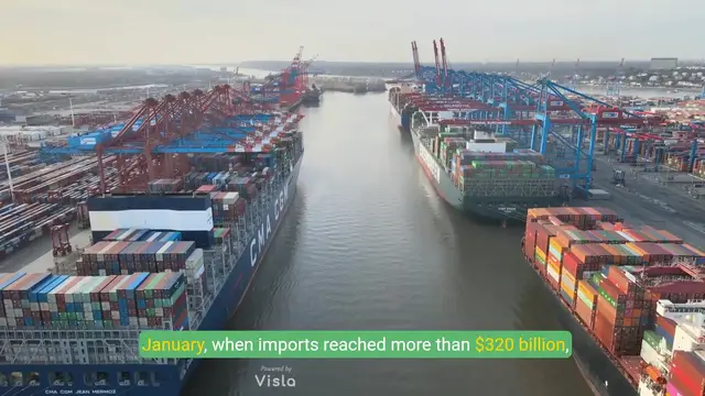 'Video thumbnail for U.S. Imports Hit Record High in February 2025 as Trump’s Tariffs Trigger Panic Buying'