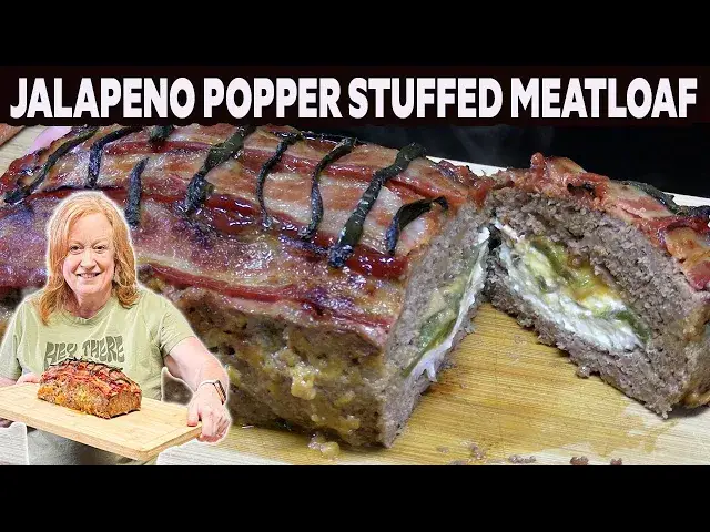 'Video thumbnail for JALAPENO POPPER STUFFED MEATLOAF, Ground Beef Recipe for Meatloaf'