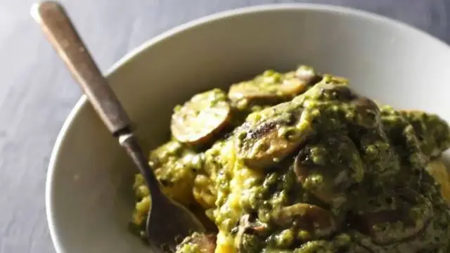 'Video thumbnail for Creamy Poblano Mushrooms with Polenta recipe'