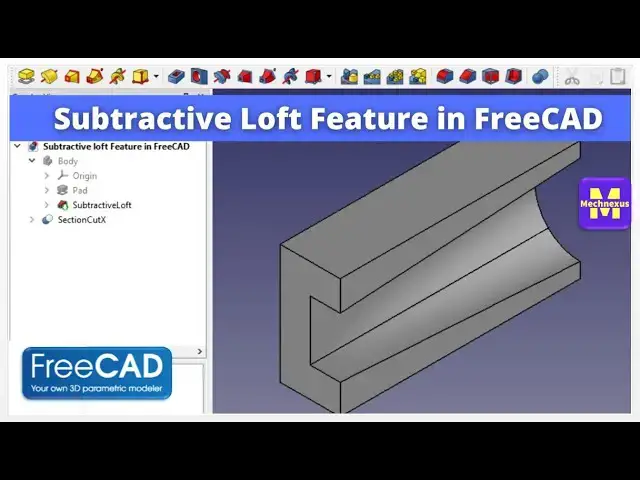 'Video thumbnail for Subtractive loft Feature in FreeCAD | FreeCAD Beginner Tutorial | Mechnexus |'