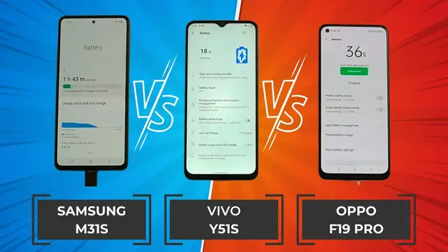 'Video thumbnail for Samsung A31s vs vivo Y51s vs Oppo F19 Pro Battery Charging Test'