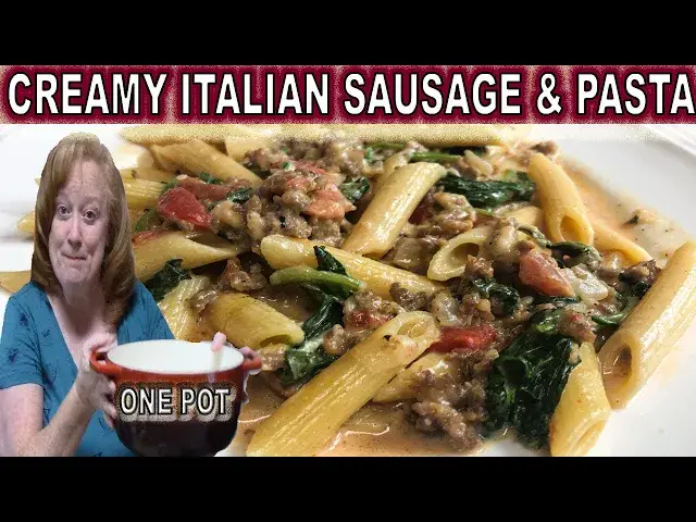 'Video thumbnail for ONE POT CREAMY ITALIAN SAUSAGE AND PASTA | Cook with Me Easy Dinner'
