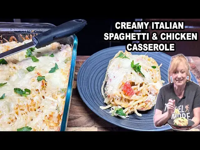 'Video thumbnail for Creamy Italian CHICKEN SPAGHETTI CASSEROLE'