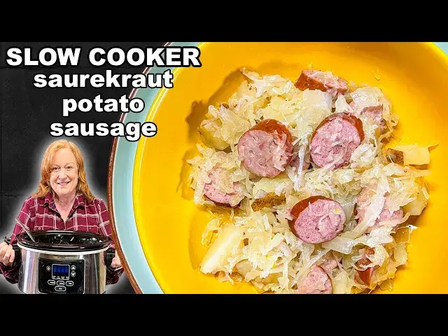 'Video thumbnail for Sausage, Potato, Sauerkraut Slow Cooked in the Crockpot Dinner Recipe'