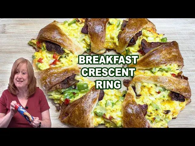 'Video thumbnail for BREAKFAST CRESCENT RING | Refrigerated Crescent Roll Dough Recipe'