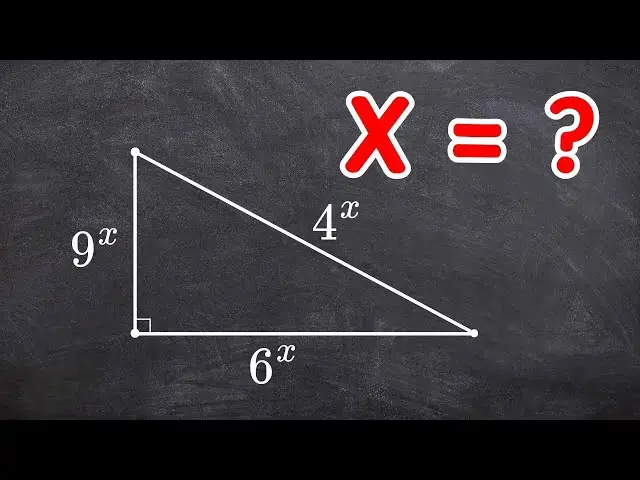 'Video thumbnail for Find X if legs are equal to 9^x and 6^x, and the hypotenuse is equal to 4^x'