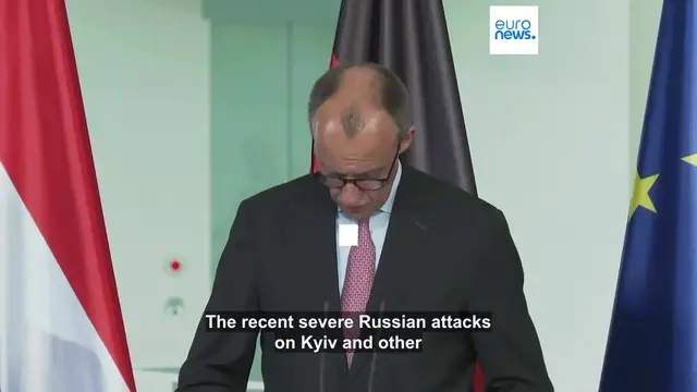 'Video thumbnail for Merz accuses Russia of 'terror against civilians' following attacks on residential areas in Ukraine'