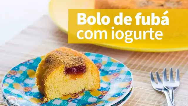 'Video thumbnail for BOLO DE FUBÁ COM IOGURTE - sem glúten e muito fofinho'