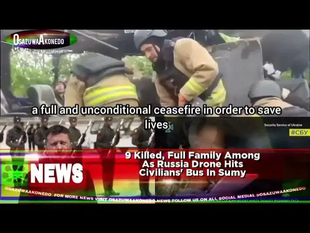 'Video thumbnail for 9 Killed, Full Family Among As Russia Drone Hits Civilians' Bus In Sumy'