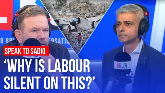 'Video thumbnail for LBC callers question Sadiq Khan over 'Labour's silence on Gaza''
