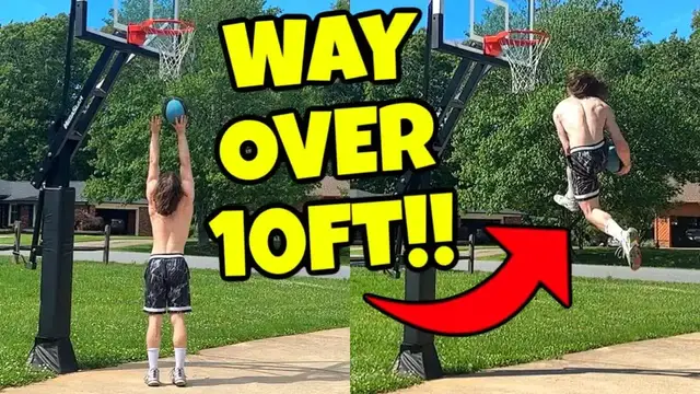 'Video thumbnail for Adjustable Hoop Dunk Session: High Flying Outdoor Basketball Practice'
