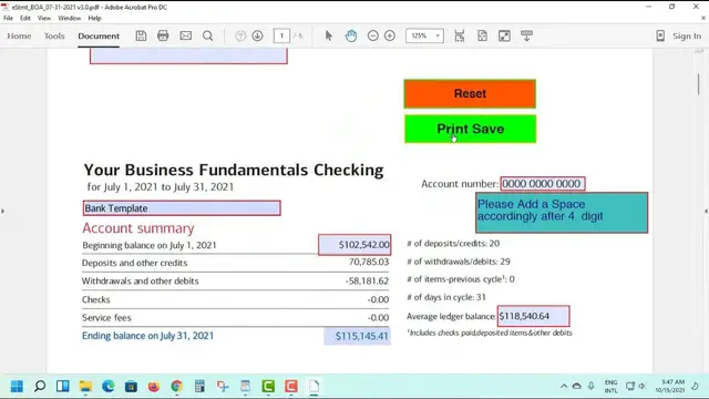 'Video thumbnail for 3 months of fake editable bank statement Bank of America'