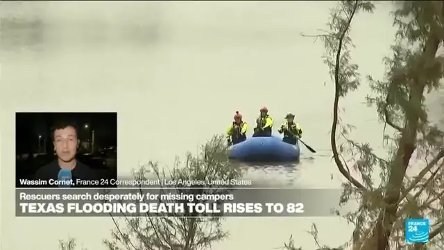 'Video thumbnail for Texas flood death toll mounts as questions asked over warning system'