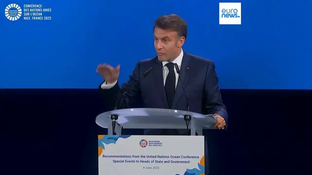 'Video thumbnail for Macron slams US withdrawal of climate funding ahead of UN Ocean Conference'