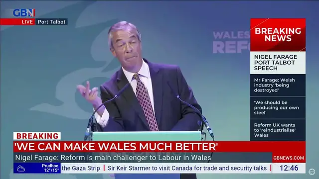 'Video thumbnail for WATCH: Reform UK leader Nigel Farage quizzed by GB News on cost of reopening blast furnaces'